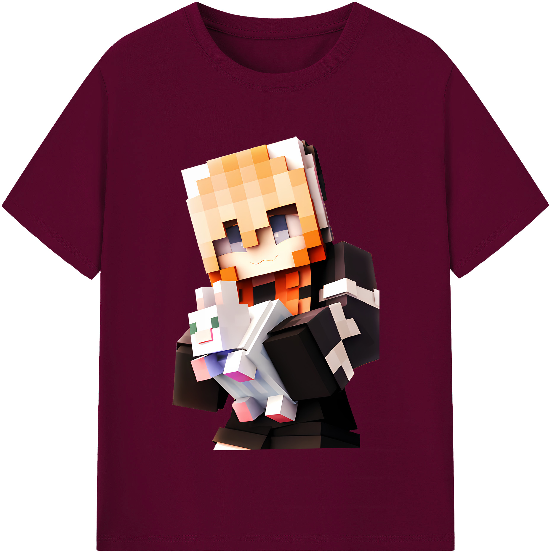（画像用） マインクラフト ブロックの世界 Minecraft MC Block world レディースカジュアルプリントTシャツ（綿100％）